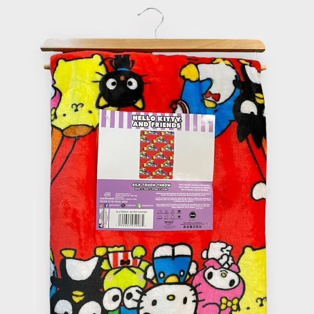 Hello Kitty And Friends Rainbow Silk Touch Pink Throw Blanket 50